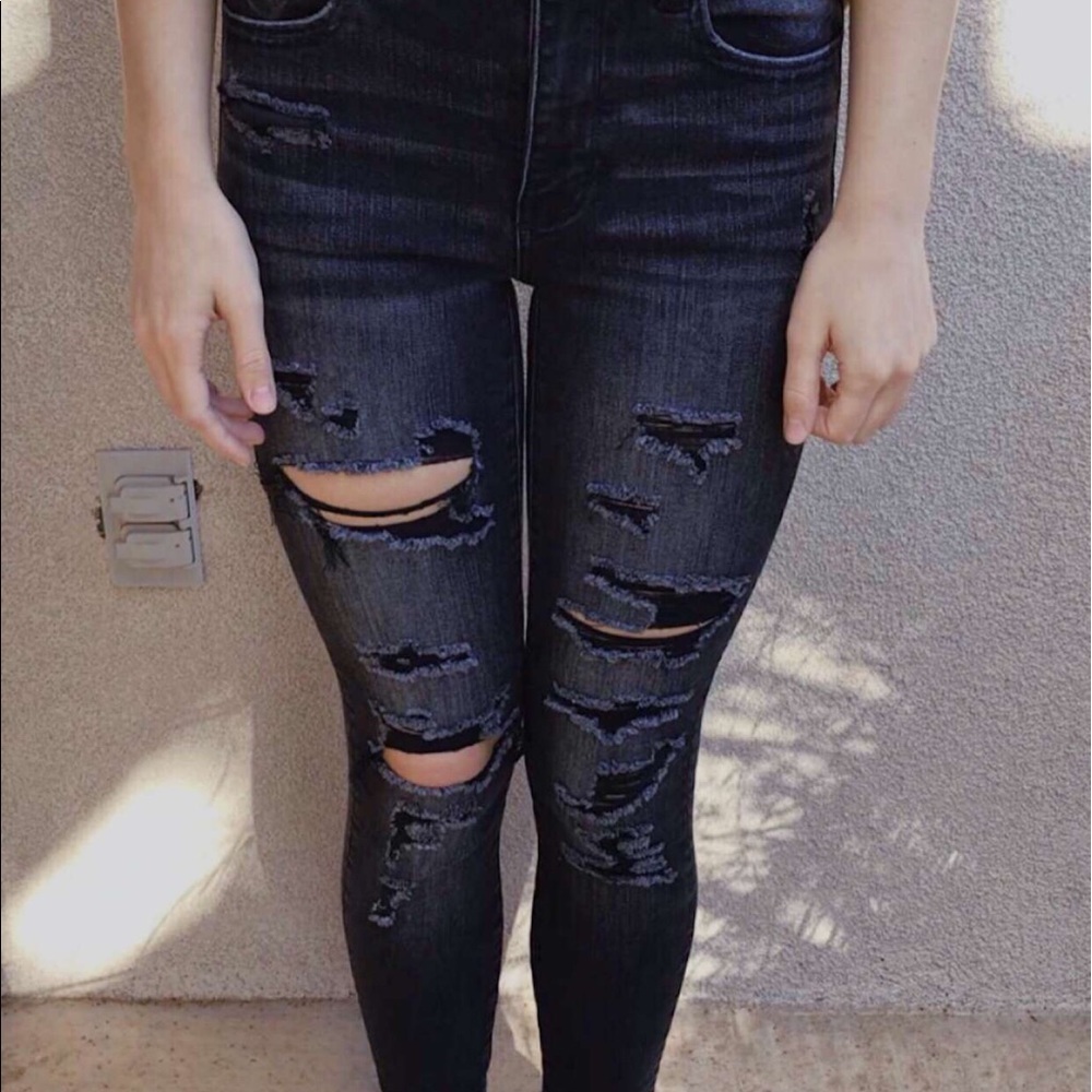 Black America Eagle Ripped Skinny Jeans.